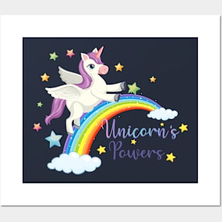 Unicorn power sign on white background Posters and Art